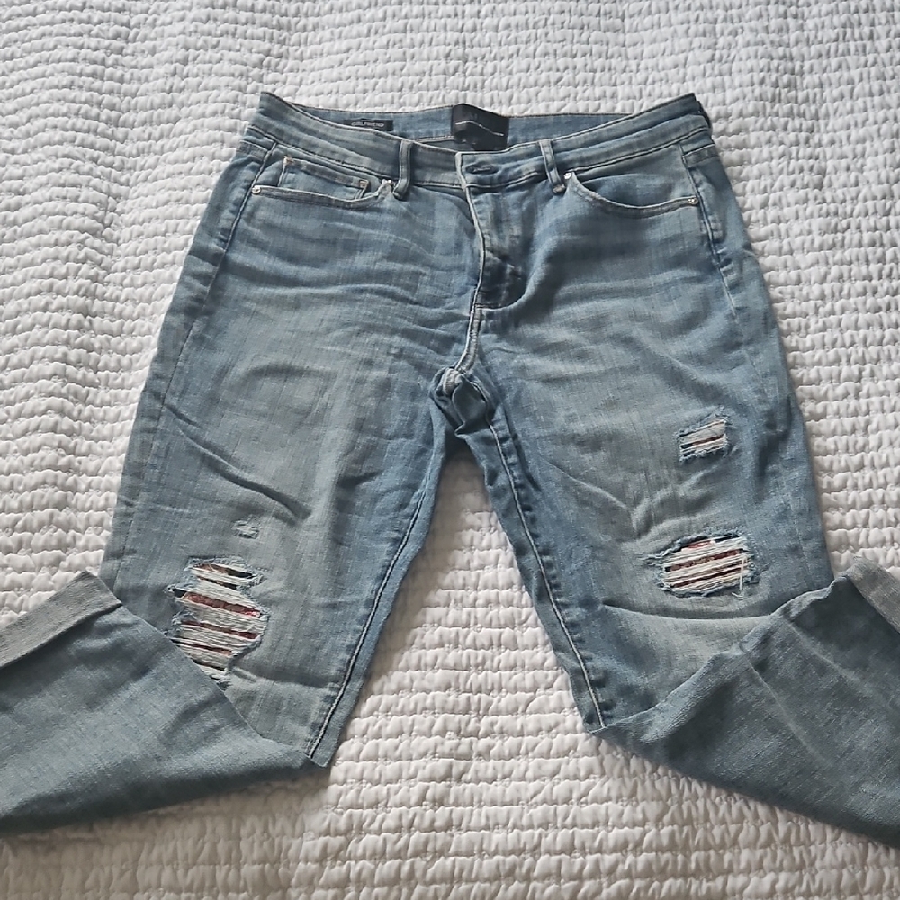 White House Black Market Mid-Rise Girlfriend Patchwork Jeans